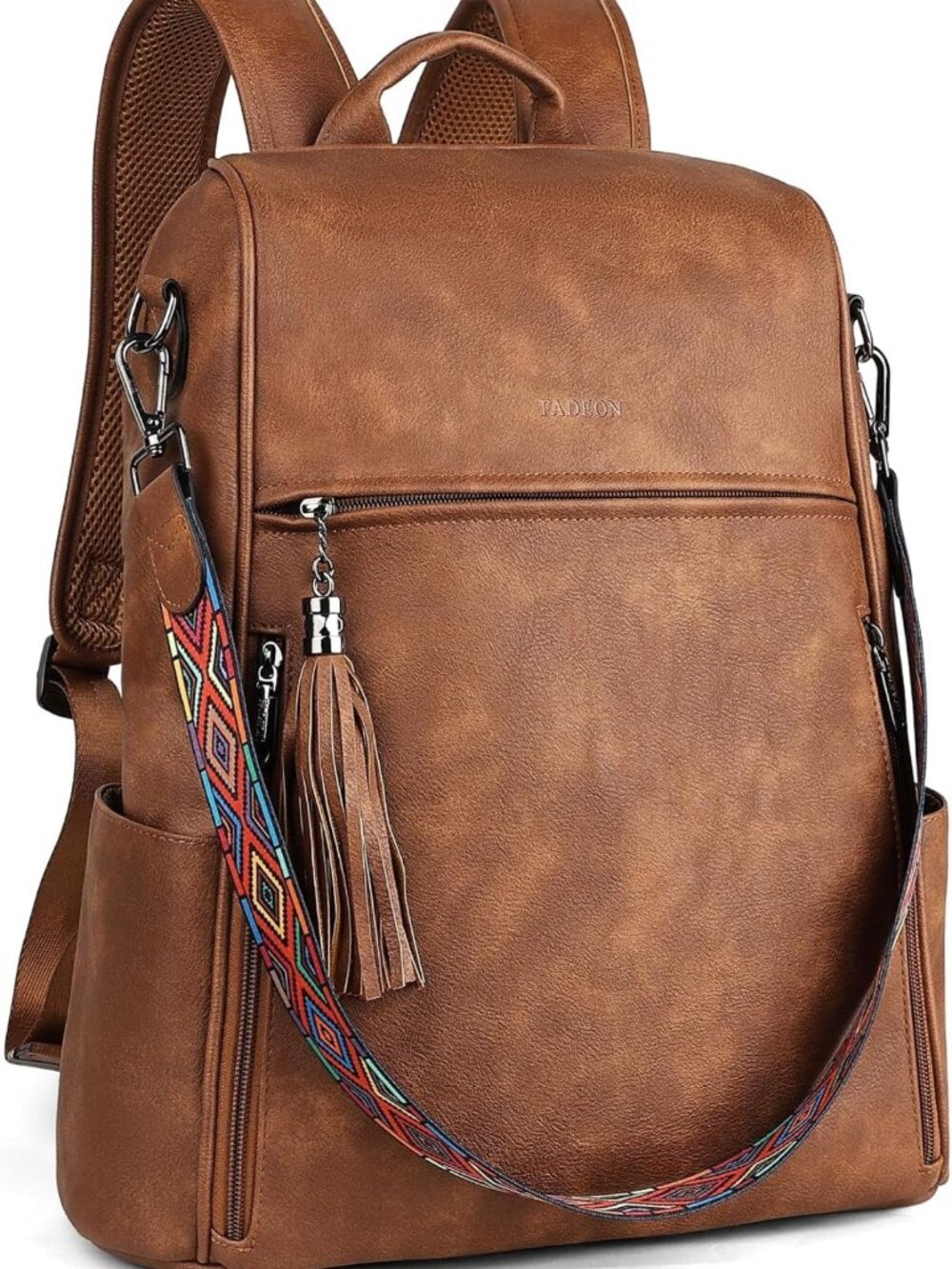 Stylish Leather Laptop Backpack for Women, 15.6" Travel Work Bag, Durable & Chic